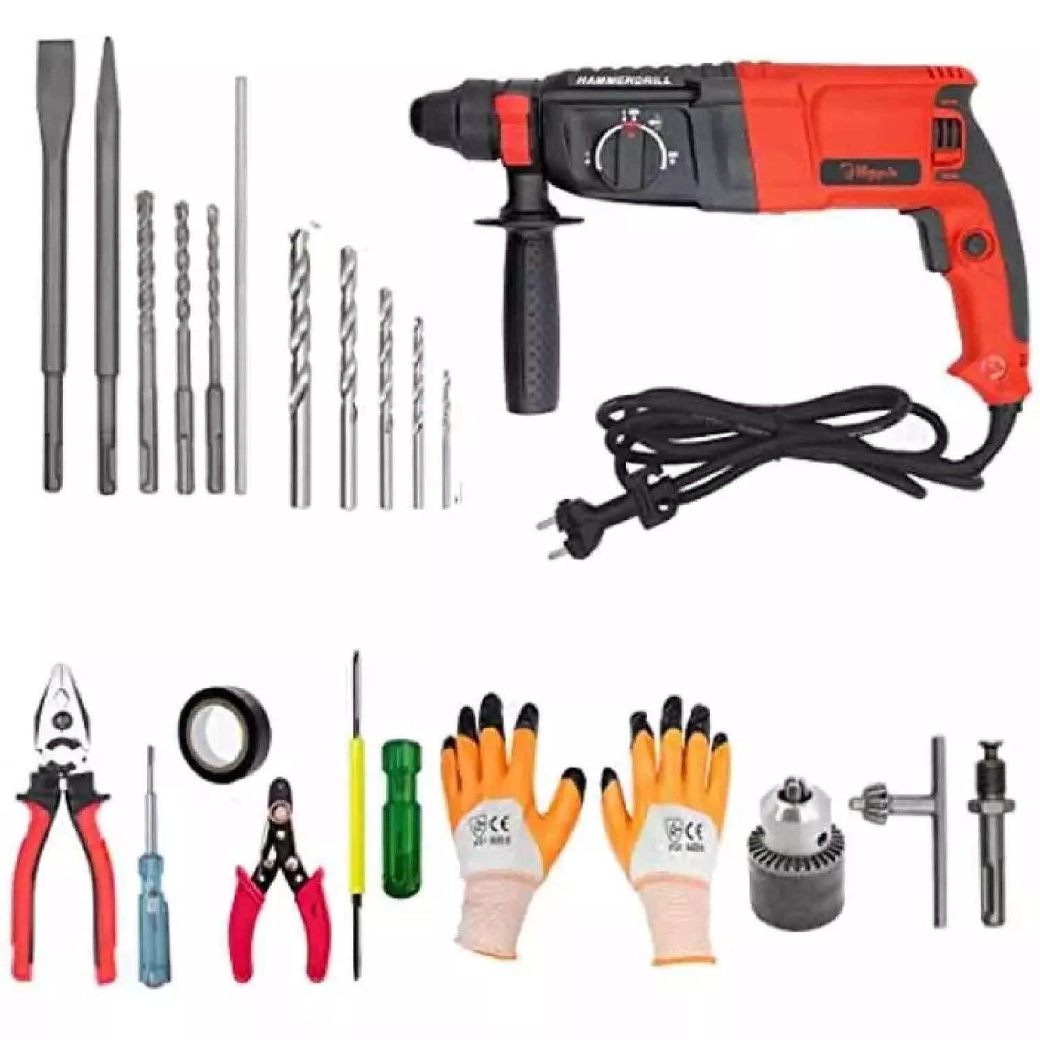 Hillgrove HGCM141 1200W 900rpm 26 mm Hammer Impact Drill Machine Set